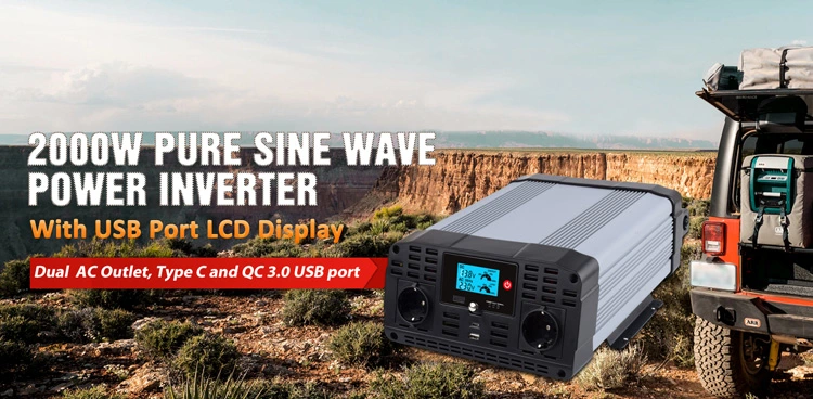 CE RoHS Approved High Efficiency 2000W DC12V/24V AC110V/220V/230V Pure Sine Wave Car Power Inverter