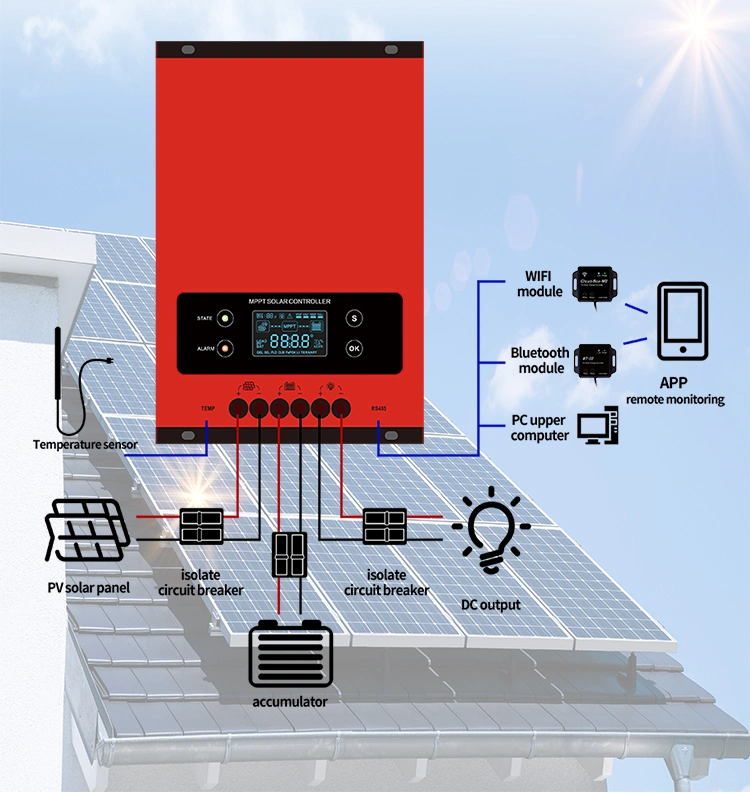 60A Techfine 60A MPPT Solar Hybrid Controller MPPT Charge Controller 40A 60A for 100W Solar Panel Solar Charge Controller